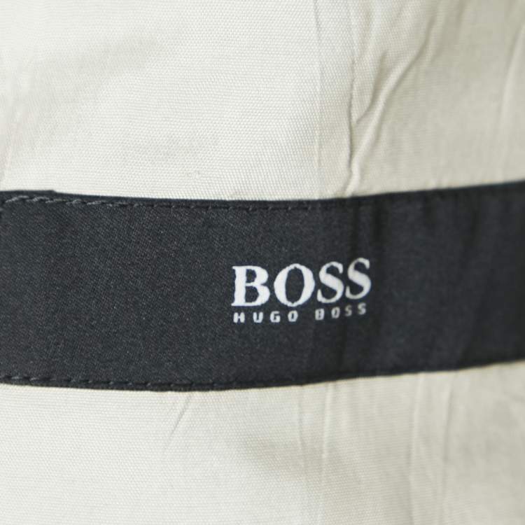 Pre Owned Boss By Hugo Boss Grey Stripe Wool Single Breasted Blazer M