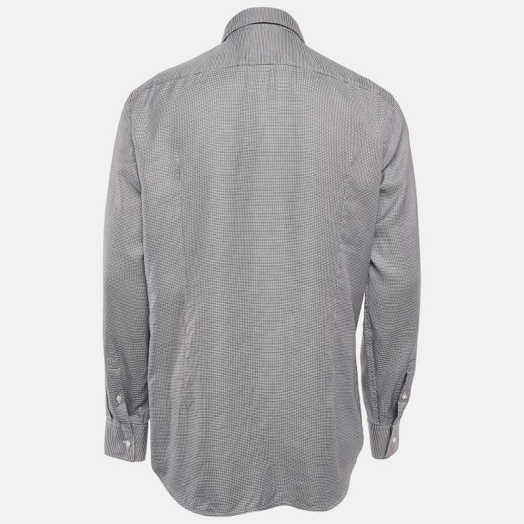 Pre Owned Boss By Hugo Boss Black Patterned Cotton Button Front Slim Fit Shirt XL