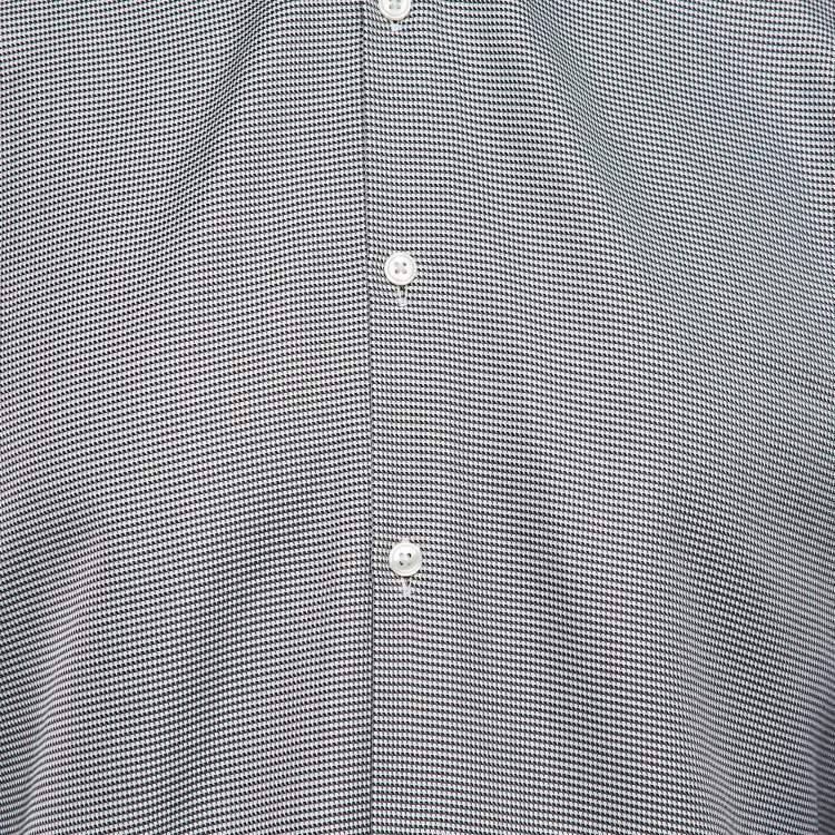Pre Owned Boss By Hugo Boss Black Patterned Cotton Button Front Slim Fit Shirt XL