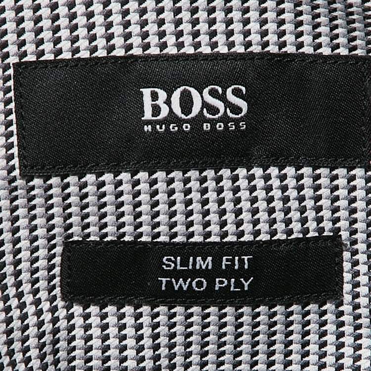 Pre Owned Boss By Hugo Boss Black Patterned Cotton Button Front Slim Fit Shirt XL