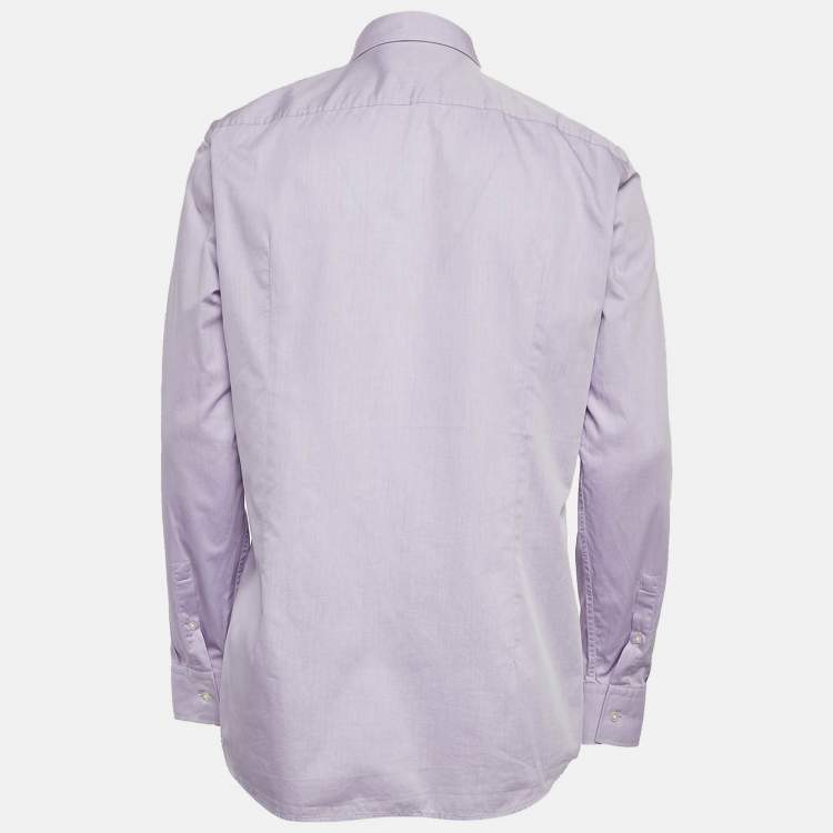 Pre Owned Boss By Hugo Boss Purple Patterned Cotton Button Front Shirt XL