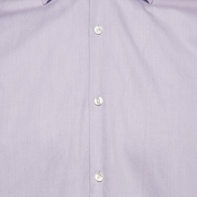 Pre Owned Boss By Hugo Boss Purple Patterned Cotton Button Front Shirt XL