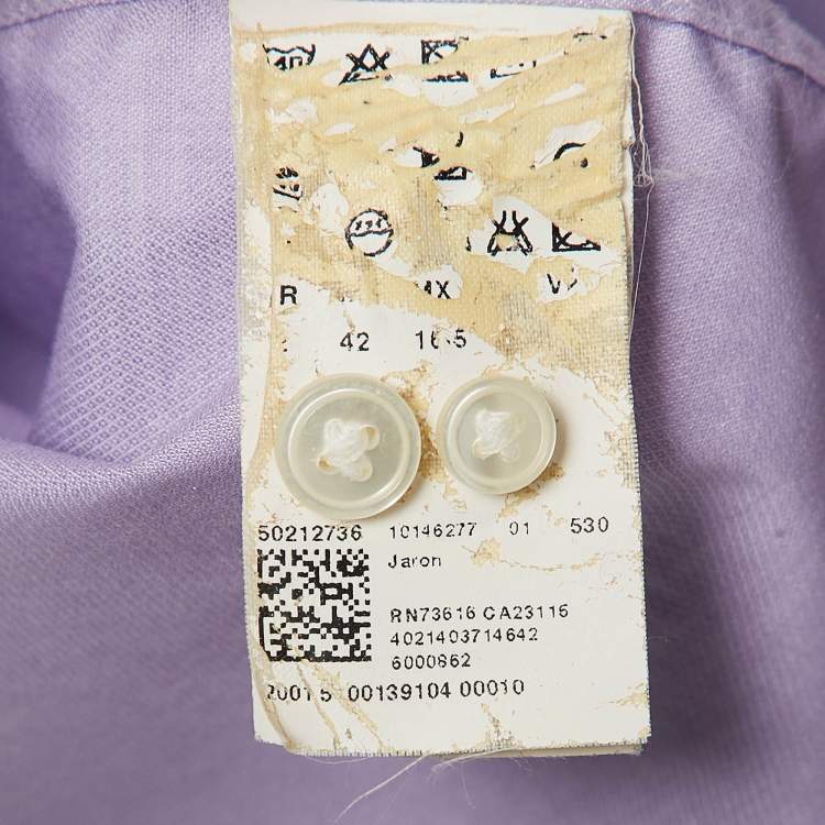 Pre Owned Boss By Hugo Boss Purple Patterned Cotton Button Front Shirt XL