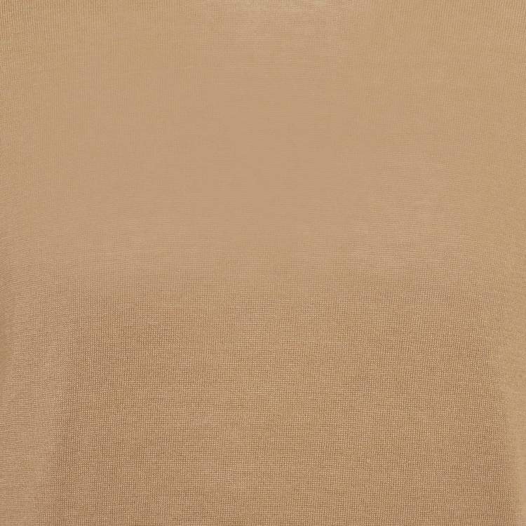 Pre Owned Boss By Hugo Boss Caramel Brown Linen Blend Crew Neck T-Shirt S
