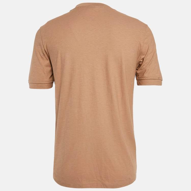 Pre Owned Boss By Hugo Boss Brown Cotton Crew Neck T-Shirt S
