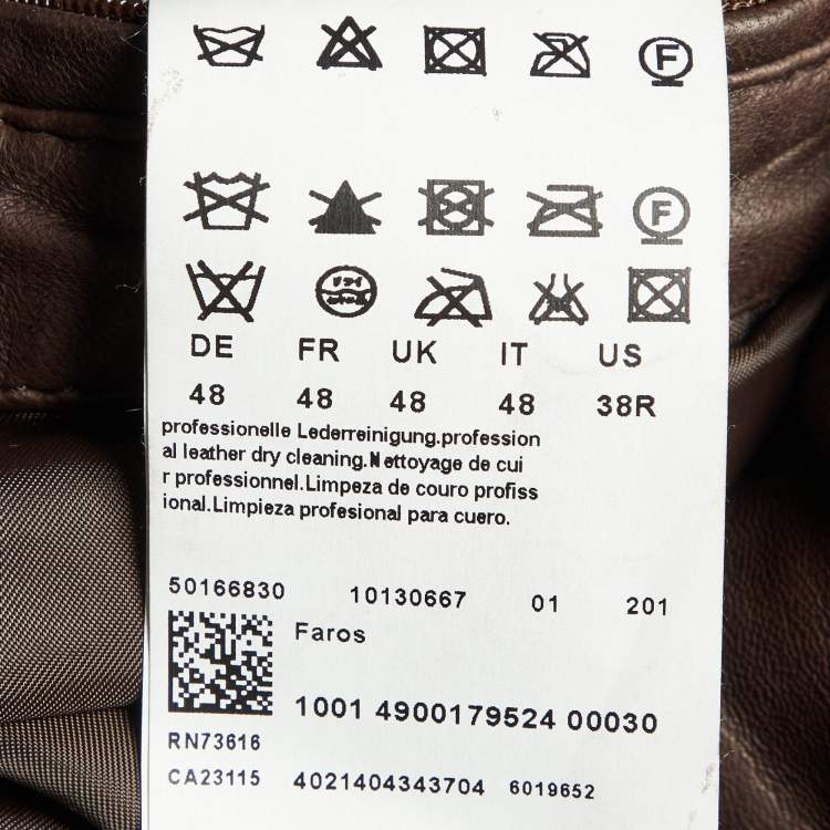 Pre Owned Boss by Hugo Boss Brown Fur Trim Leather Jacket with Vest M
