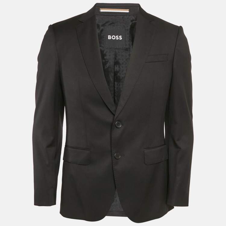 Pre Owned Boss By Hugo Boss Black Gabardine Single Breasted Blazer S