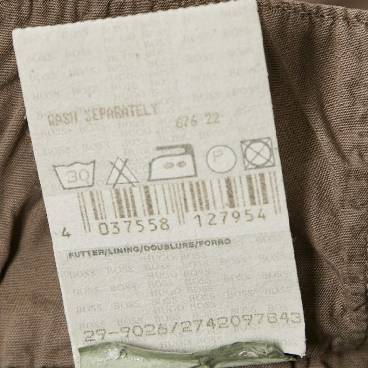Pre Owned Boss By Hugo Boss Brown Gabardine Regular Fit Trousers L