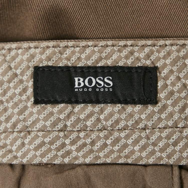 Pre Owned Boss By Hugo Boss Brown Gabardine Regular Fit Trousers L