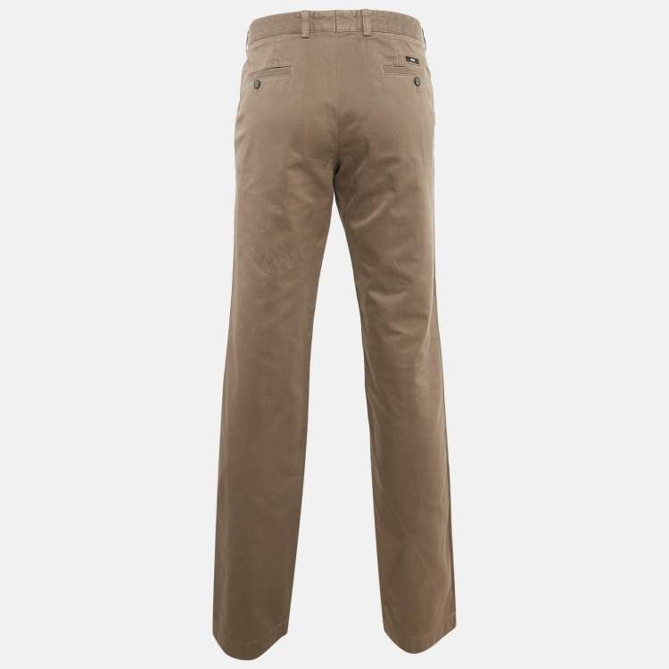 Pre Owned Boss By Hugo Boss Brown Gabardine Regular Fit Trousers L