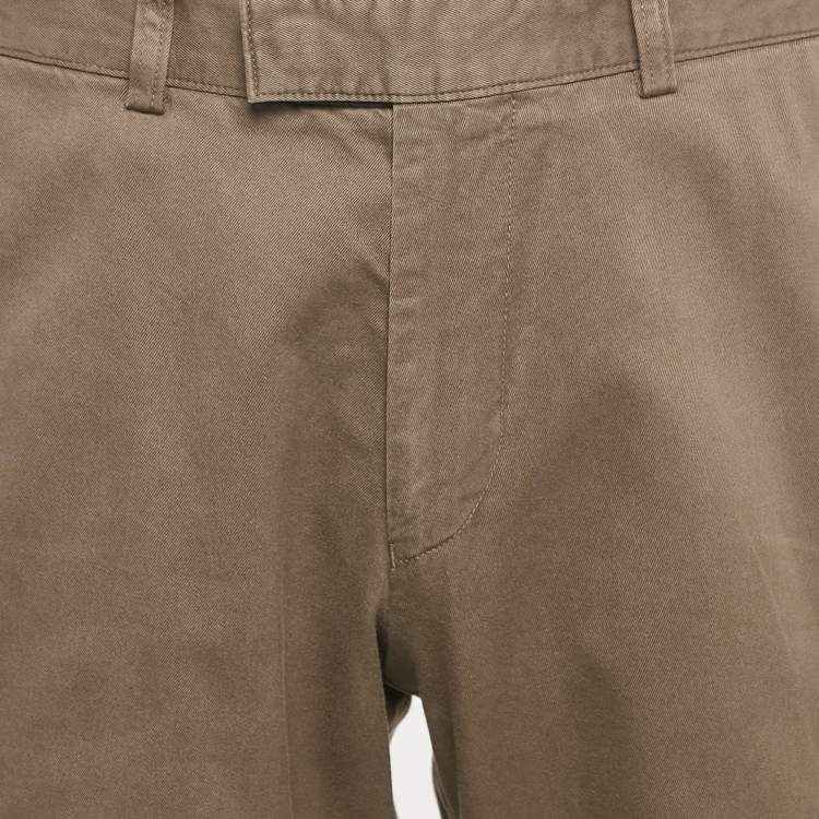 Pre Owned Boss By Hugo Boss Brown Gabardine Regular Fit Trousers L