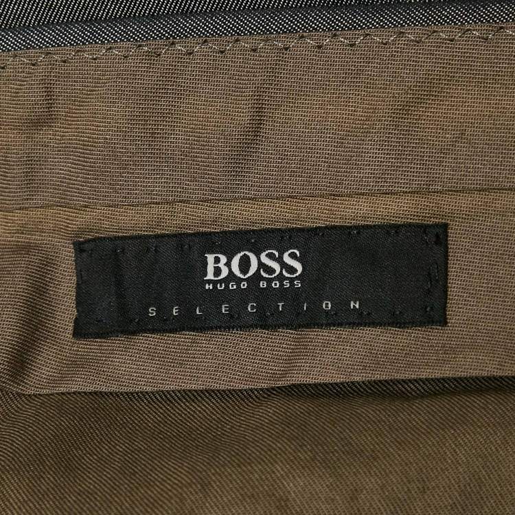 Pre Owned Boss By Hugo Boss Grey Cotton-Silk Tours Trousers 5XL