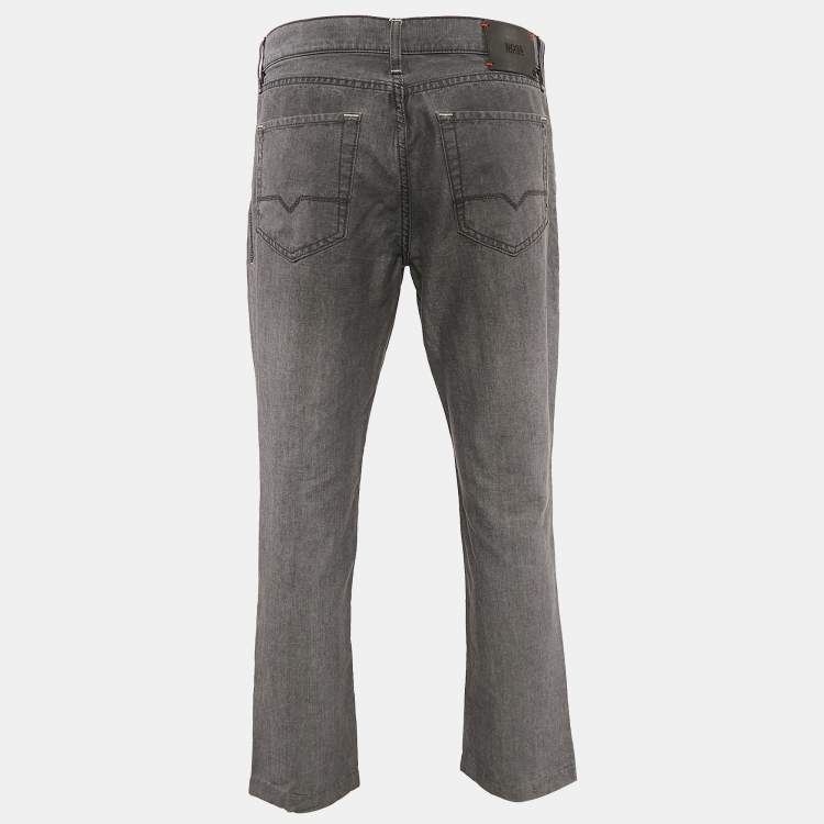 Pre Owned Boss By Hugo Boss Grey Cotton Blend Regular Fit Pants L