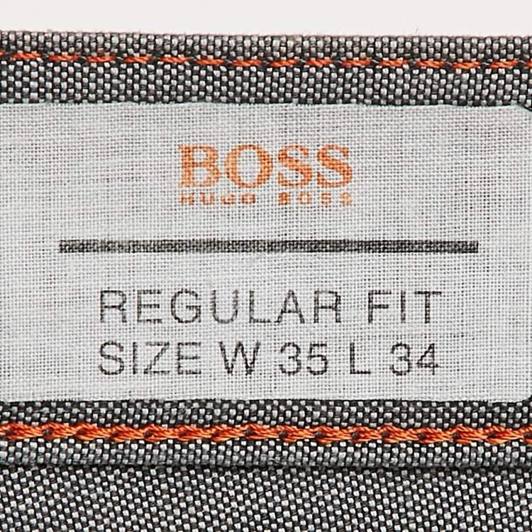 Pre Owned Boss By Hugo Boss Grey Cotton Blend Regular Fit Pants L
