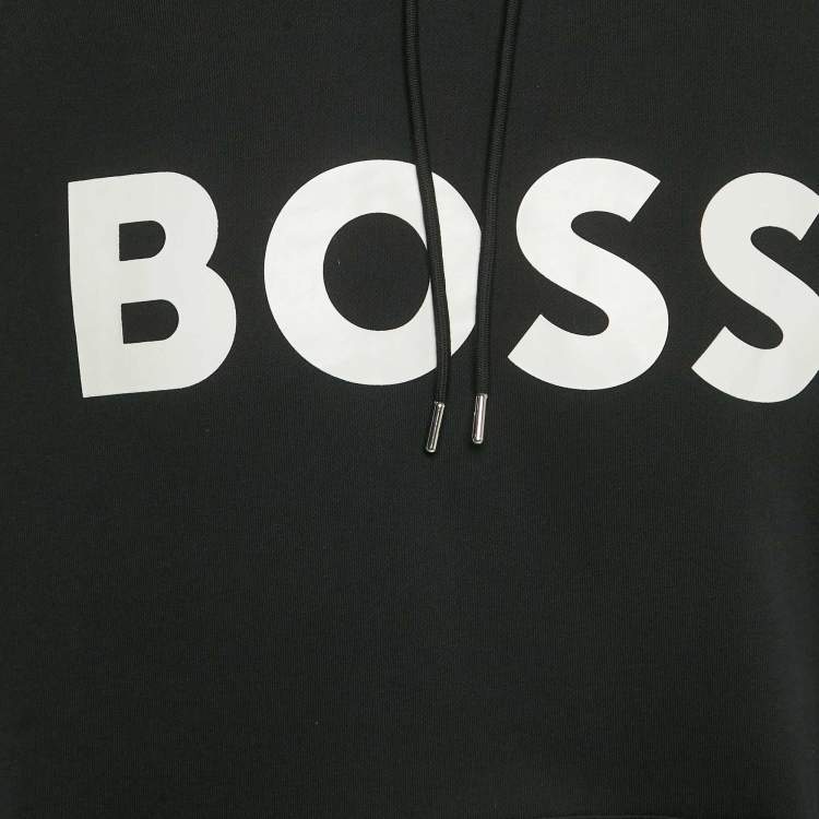 Pre Owned Boss By Hugo Boss Back Logo Print Cotton Knit Hoodie M