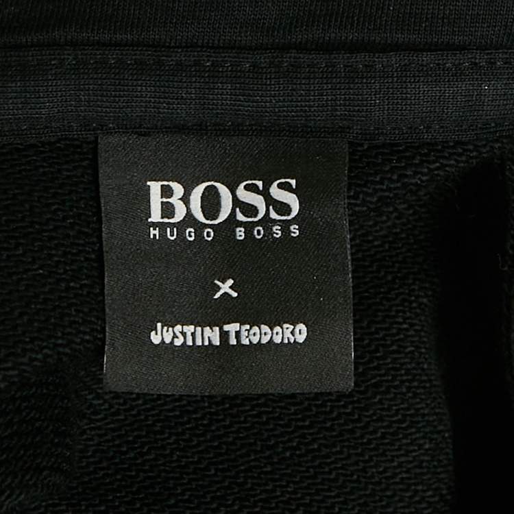 Pre Owned Boss By Hugo Boss x Justin Teodoro Black Start Print Cotton Hoodie L