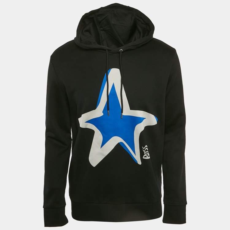Pre Owned Boss By Hugo Boss x Justin Teodoro Black Start Print Cotton Hoodie L
