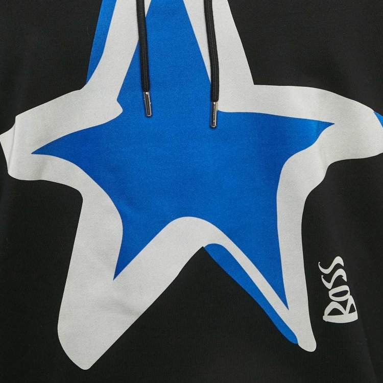 Pre Owned Boss By Hugo Boss x Justin Teodoro Black Start Print Cotton Hoodie L
