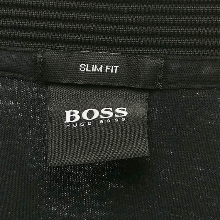 Pre Owned Boss By Hugo Boss Black Logo Print Jersey Polo T-Shirt M