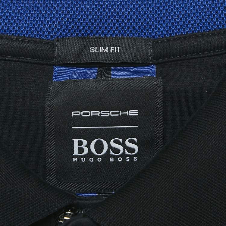 Pre Owned Boss By Hugo Boss Porsche Design Black Cotton Slim Fit Polston Polo T-Shirt XL