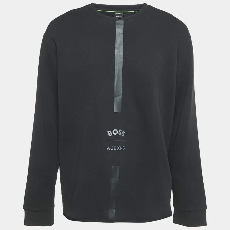 Pre Owned Boss By Hugo Boss Black Printed Cotton Long Sleeve Salboa AJ T-Shirt XL