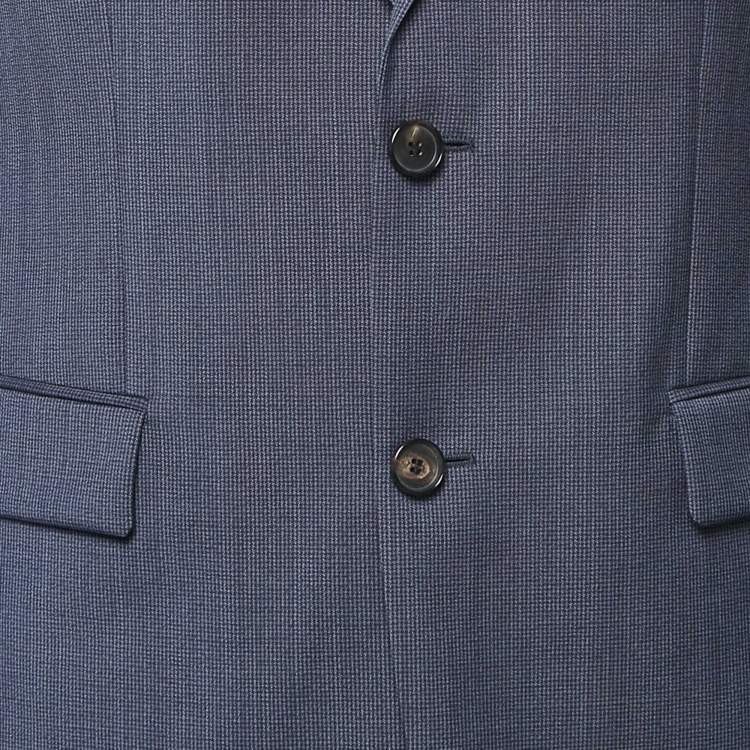 Pre Owned Boss By Hugo Boss Navy Blue Wool Suit L