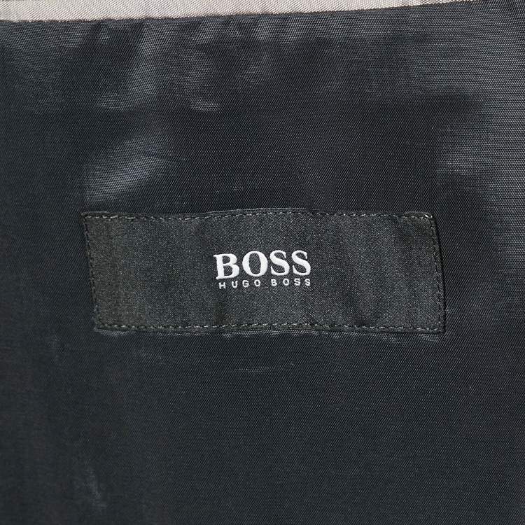 Pre Owned Boss By Hugo Boss Navy Blue Wool Suit L