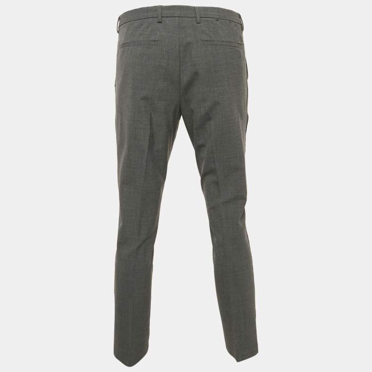 Pre Owned Boss By Hugo Boss Grey Crepe Formal Trousers L