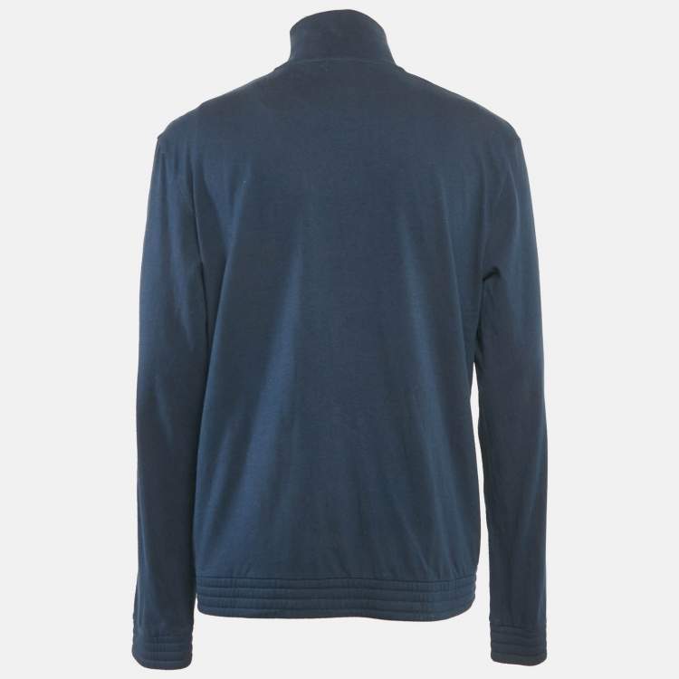 Pre Owned Boss By Hugo Boss Navy Blue Cotton Zip Front Track Jacket XL