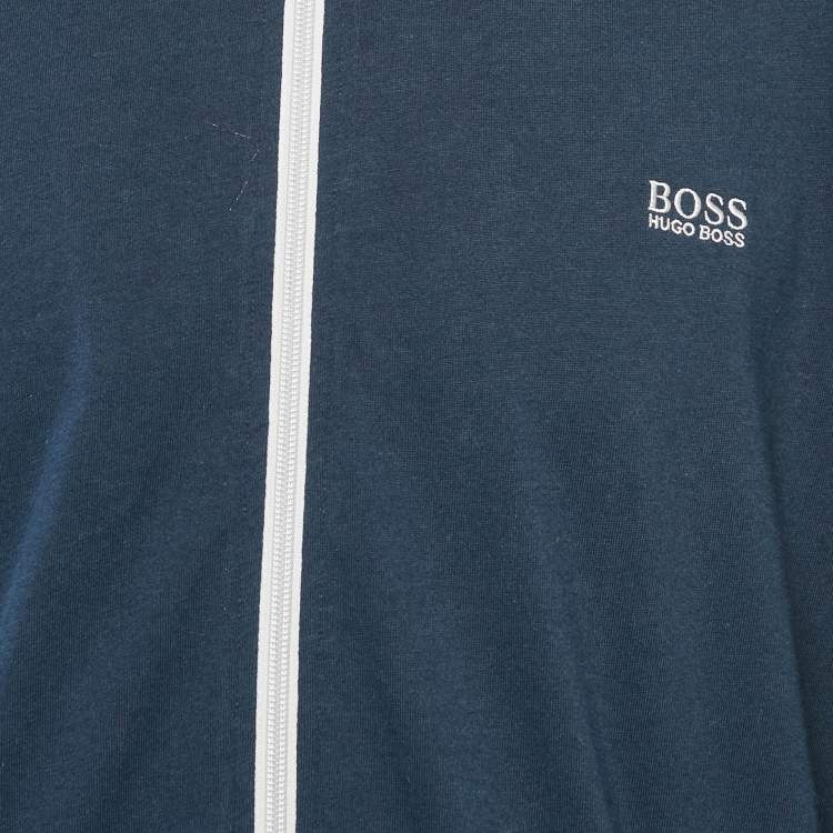 Pre Owned Boss By Hugo Boss Navy Blue Cotton Zip Front Track Jacket XL