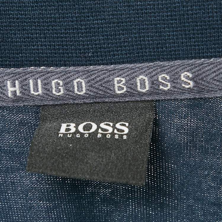 Pre Owned Boss By Hugo Boss Navy Blue Cotton Zip Front Track Jacket XL