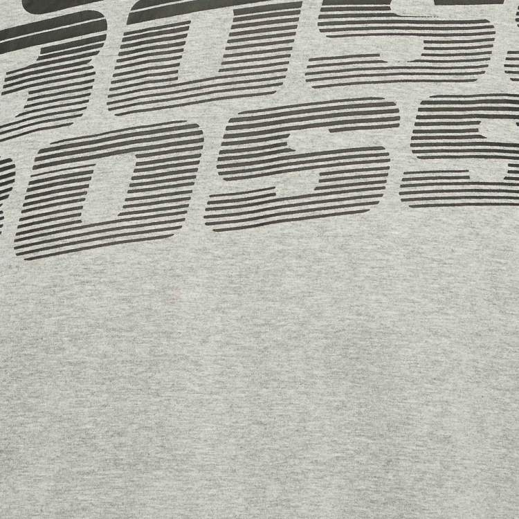 Pre Owned Boss By Hugo Boss Grey Printed Jersey Crewneck T-Shirt L
