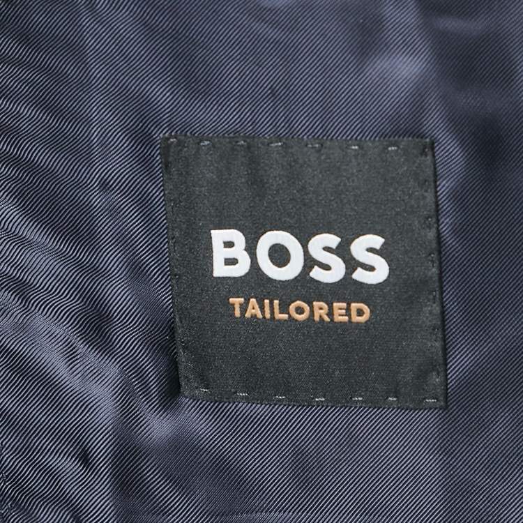 Pre Owned Boss By Hugo Boss Navy Blue Wool & Silk Tailored Suit M