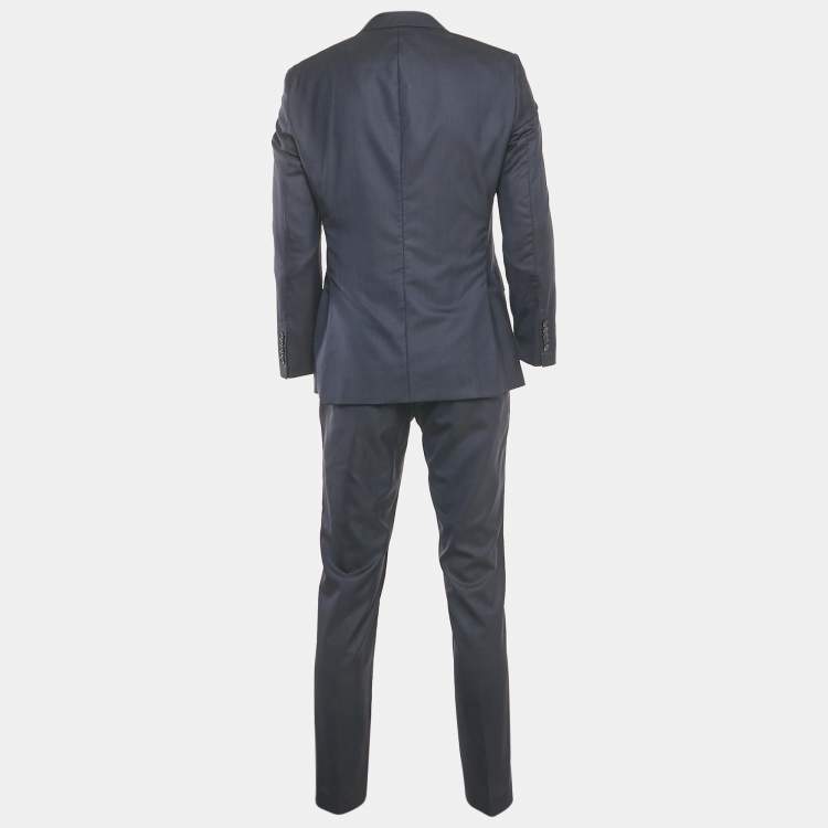Pre Owned Boss By Hugo Boss Navy Blue Wool & Silk Tailored Suit M