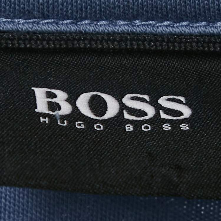 Pre Owned Boss By Hugo Boss Blue Cotton Knit Polo T-Shirt M
