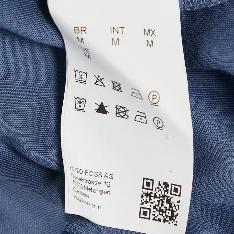Pre Owned Boss By Hugo Boss Blue Cotton Knit Polo T-Shirt M