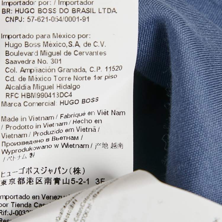 Pre Owned Boss By Hugo Boss Blue Cotton Knit Polo T-Shirt M