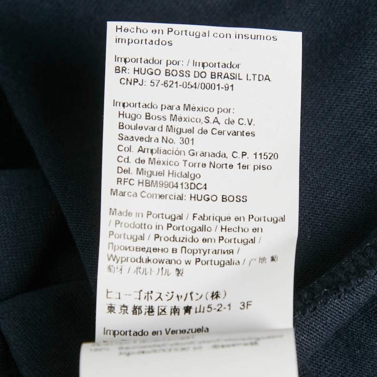 Pre Owned Boss by Hugo Boss Navy Blue Print Cotton Crew Neck T-Shirt M