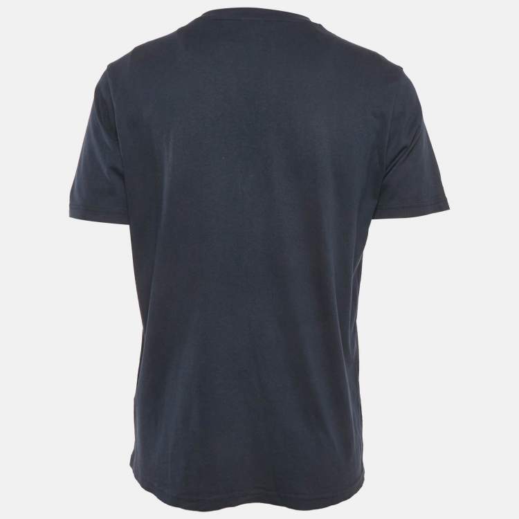 Pre Owned Boss by Hugo Boss Navy Blue Print Cotton Crew Neck T-Shirt M