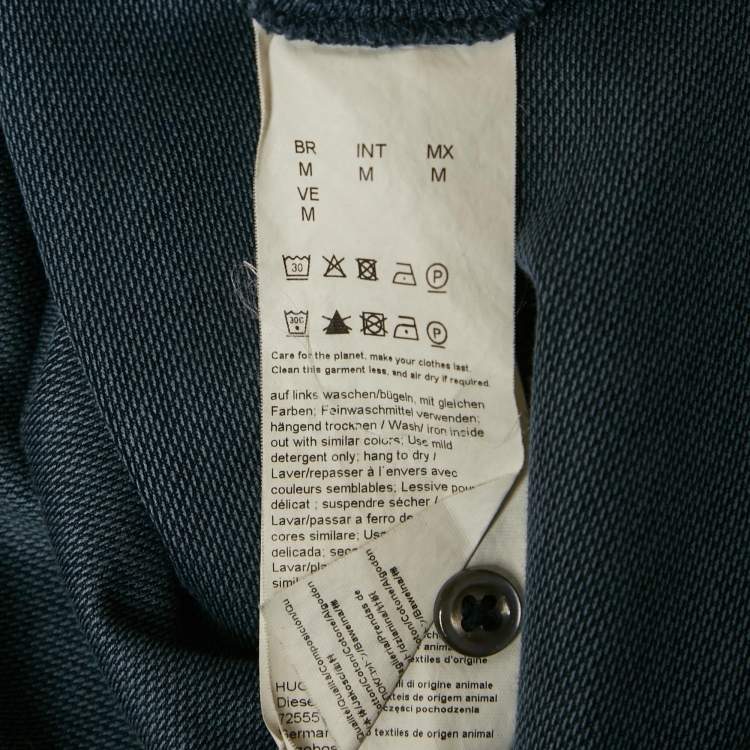 Pre Owned Boss By Hugo Boss Blue Cotton Polo T-Shirt M