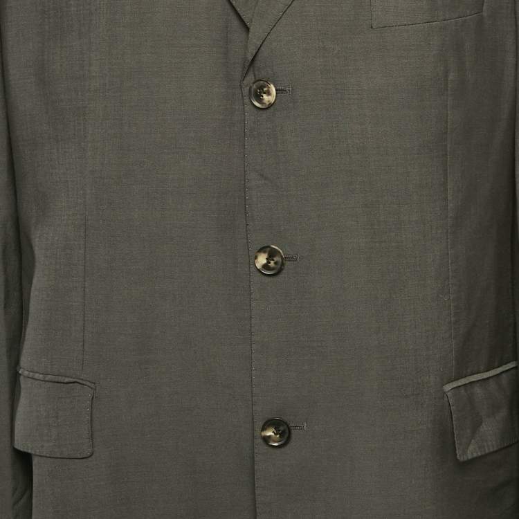 Pre Owned Boss By Hugo Boss Grey Virgin Wool Single Breasted Blazer XXL  