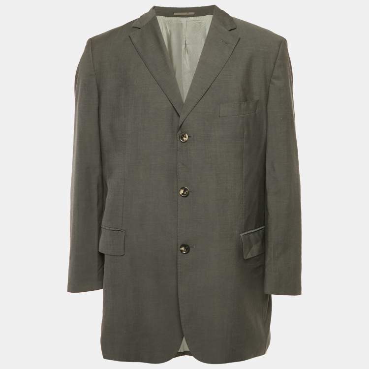 Pre Owned Boss By Hugo Boss Grey Virgin Wool Single Breasted Blazer XXL  