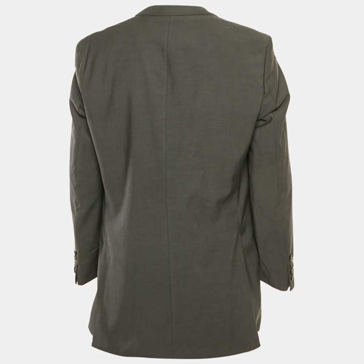 Pre Owned Boss By Hugo Boss Grey Virgin Wool Single Breasted Blazer XXL  