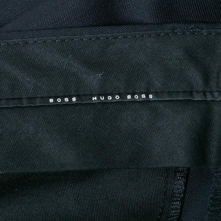 Pre Owned Boss by Hugo Boss Midnight Blue Wool Regular Fit Trousers XL