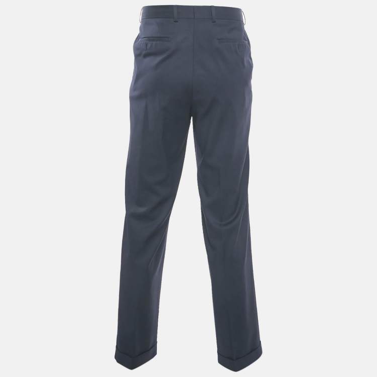 Pre Owned Boss by Hugo Boss Midnight Blue Wool Regular Fit Trousers XL