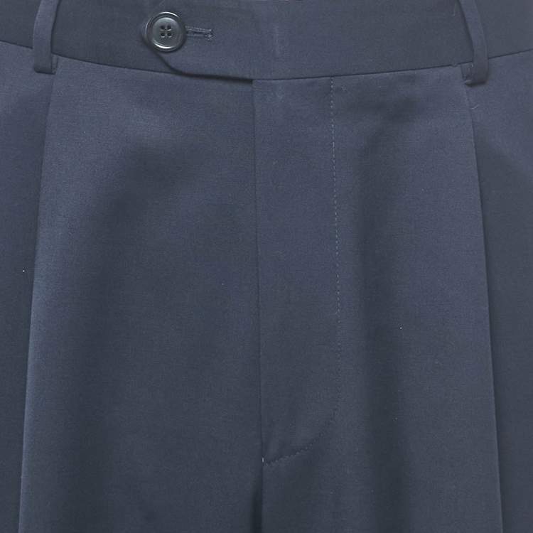 Pre Owned Boss by Hugo Boss Midnight Blue Wool Regular Fit Trousers XL