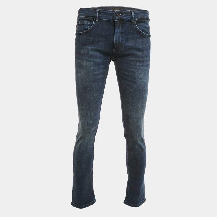 Pre Owned Boss By Hugo Boss Dark Blue Washed Denim Jeans L Waist 36"