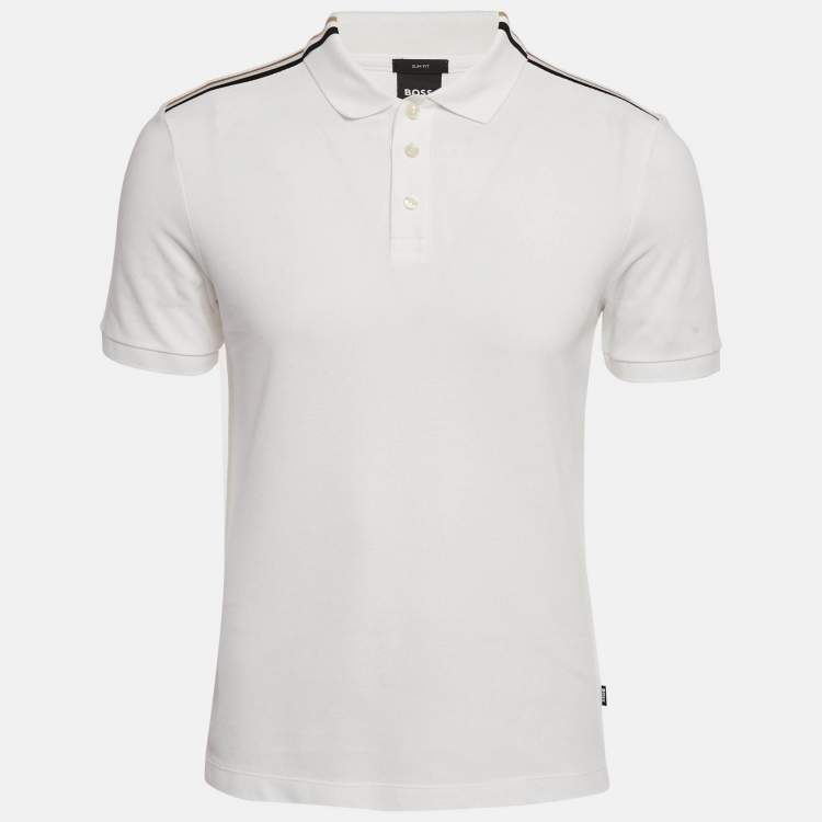 Pre Owned Boss By Hugo Boss White Pique Polo T-Shirt S