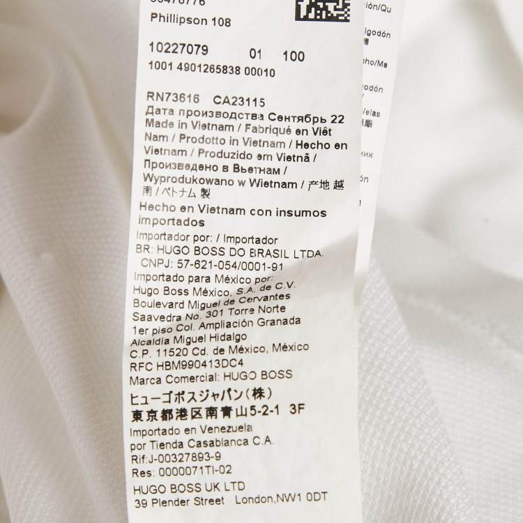 Pre Owned Boss By Hugo Boss White Pique Polo T-Shirt S