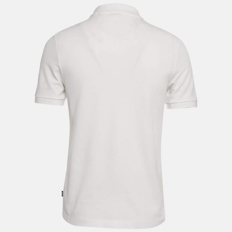 Pre Owned Boss By Hugo Boss White Pique Polo T-Shirt S